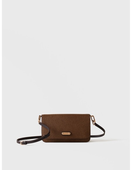 Mini bag a tracolla in tela rivestita Op e pelle Borbonese Urban – Op naturale - foto 1