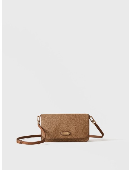 Mini bag a tracolla in tela rivestita Op e pelle Borbonese Urban – Cappuccino - foto 1