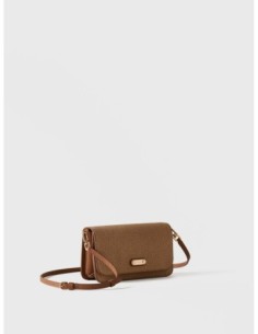 Mini bag a tracolla in tela rivestita Op e pelle Borbonese Urban – Cappuccino - foto 1 2
