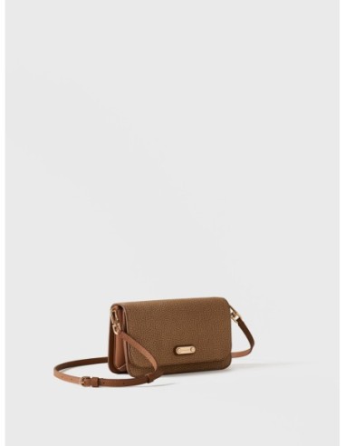 Mini bag a tracolla in tela rivestita Op e pelle Borbonese Urban – Cappuccino - foto 2