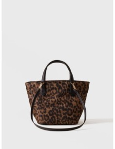 Borsa shopping Small in tessuto tecnico animalier Borbonese Escape – Corteccia - foto 1