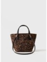 Borsa shopping Small in tessuto tecnico animalier Borbonese Escape – Corteccia