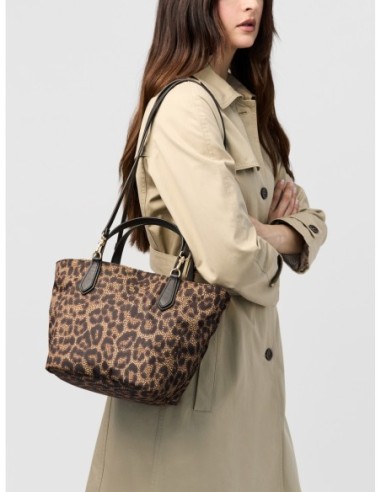 Borsa shopping Small in tessuto tecnico animalier Borbonese Escape – Corteccia - foto 2