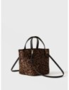 Borsa shopping Small in tessuto tecnico animalier Borbonese Escape – Corteccia