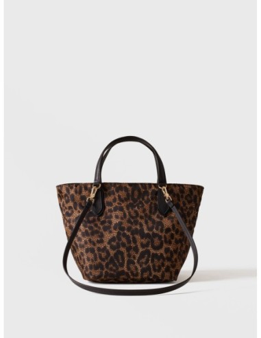 Borsa shopping Small in tessuto tecnico animalier Borbonese Escape – Corteccia - foto 4