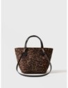 Borsa shopping Small in tessuto tecnico animalier Borbonese Escape – Corteccia