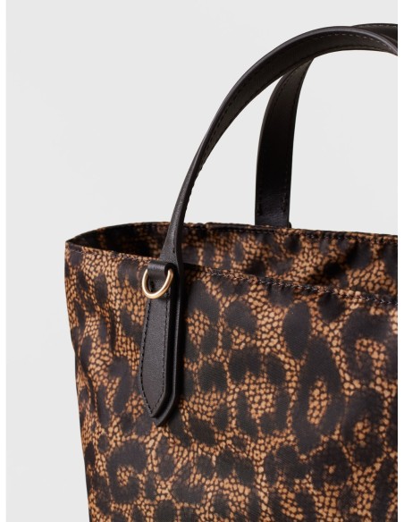 Borsa shopping Small in tessuto tecnico animalier Borbonese Escape – Corteccia - foto 5