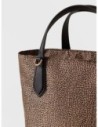 Borsa shopping Small in tessuto Op e pelle Borbonese Escape – Op naturale