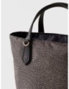 Borsa shopping Small in tessuto Op e pelle Borbonese Escape – Catrame/nero Borsa shopping Small in tessuto Op e pelle Borbonese Escape – Catrame/nero