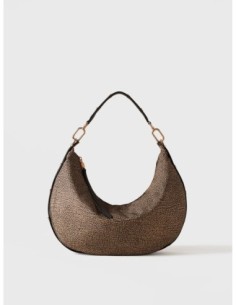 Borsa hobo Medium in tessuto riciclato Op e pelle Borbonese Frame – Op naturale/nero - foto 1