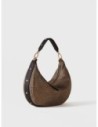 Borsa hobo Medium in tessuto riciclato Op e pelle Borbonese Frame – Op naturale/nero