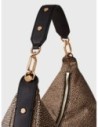 Borsa hobo Medium in tessuto riciclato Op e pelle Borbonese Frame – Op naturale/nero