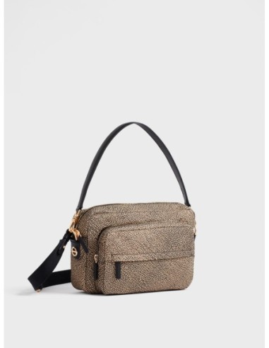 Camera Case Medium borsa a tracolla in tessuto Op Borbonese B-Club – Op naturale/nero - foto 3