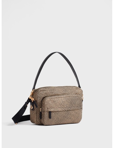 Camera Case Medium borsa a tracolla in tessuto Op Borbonese B-Club – Op naturale/nero - foto 3