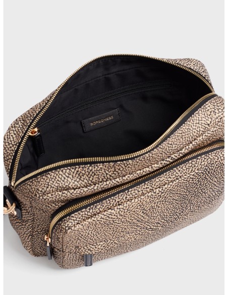 Camera Case Medium borsa a tracolla in tessuto Op Borbonese B-Club – Op naturale/nero - foto 5
