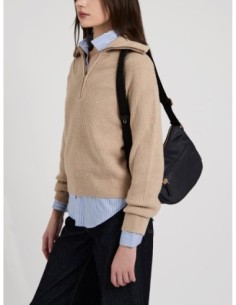 Luna Bag Mini borsa a tracolla in tessuto Op Borbonese B-Club – Dark black - foto 1 2