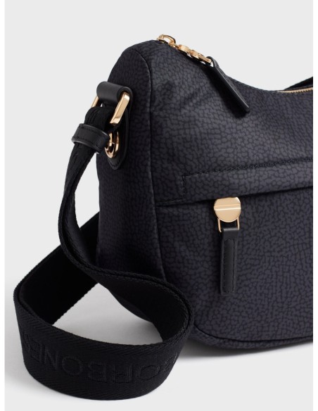 Luna Bag Mini borsa a tracolla in tessuto Op Borbonese B-Club – Dark black - foto 6