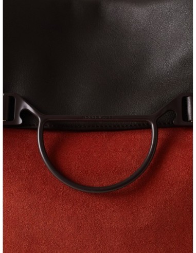 Borsa shopping Large in crosta scamosciata e pelle Borbonese Wave – Corniola/cenere/cacao - foto 4
