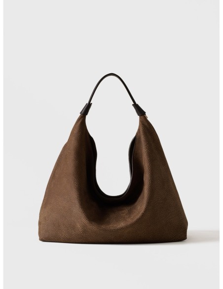 Borsa hobo Medium in pelle stampa Op Borbonese Plie – Cumino/ebano - foto 1