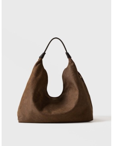 Borsa hobo Medium in pelle stampa Op Borbonese Plie – Cumino/ebano - foto 3