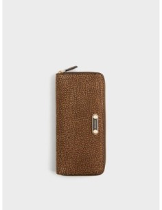 Portafoglio Large zip around slim in pelle stampa Op Borbonese Classic – Cumino - foto 1