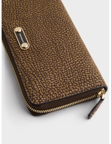Portafoglio Large zip around slim in pelle stampa Op Borbonese Classic – Cumino - foto 4