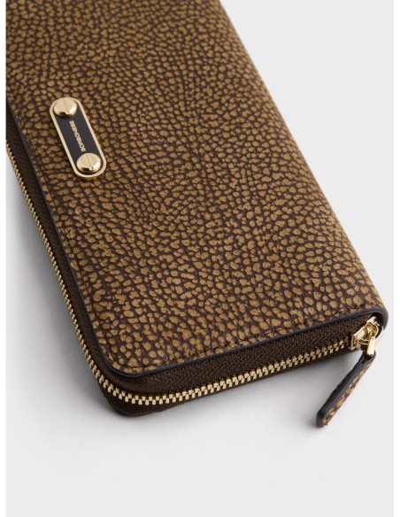 Portafoglio Large zip around slim in pelle stampa Op Borbonese Classic – Cumino - foto 4