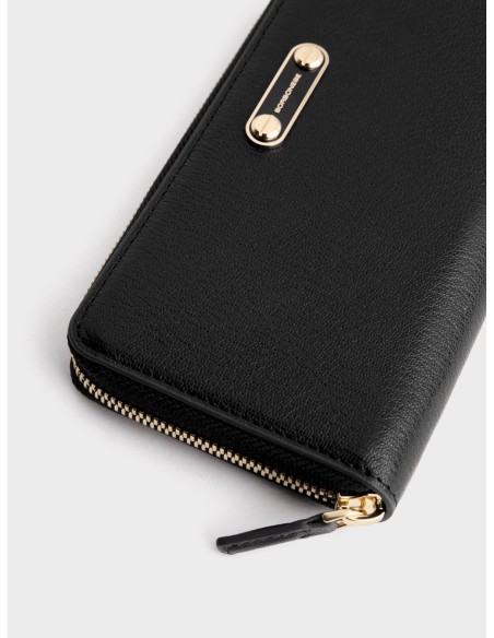 Portafoglio Large zip around slim in pelle Borbonese Classic – Nero - foto 4