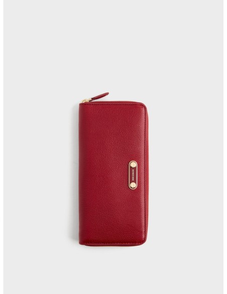 Portafoglio Large zip around slim in pelle Borbonese Classic – Ciliegia - foto 1