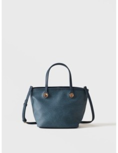 Borsa shopping Small in tela rivestita Op e pelle Borbonese Flight – Denim - foto 1