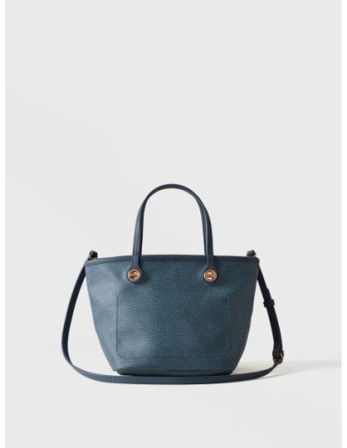 Borsa shopping Small in tela rivestita Op e pelle Borbonese Flight – Denim - foto 4