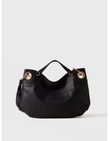 Borsa hobo Medium in pelle effetto nabuk Borbonese London – Nero - foto 1