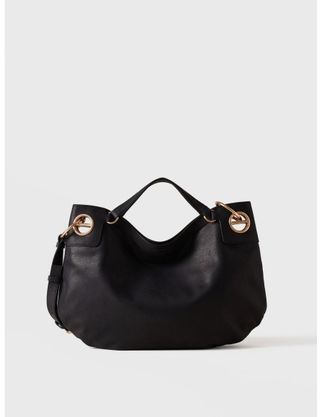 Borsa hobo Medium in pelle effetto nabuk Borbonese London – Nero - foto 1