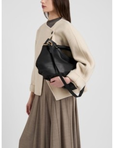 Borsa hobo Medium in pelle effetto nabuk Borbonese London – Nero - foto 1 2