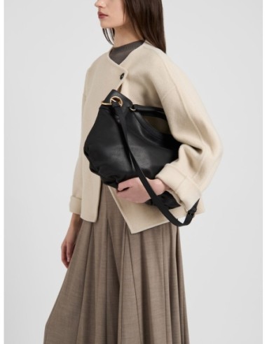Borsa hobo Medium in pelle effetto nabuk Borbonese London – Nero - foto 2