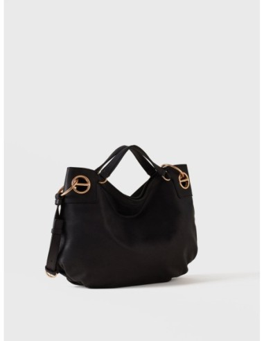 Borsa hobo Medium in pelle effetto nabuk Borbonese London – Nero - foto 3