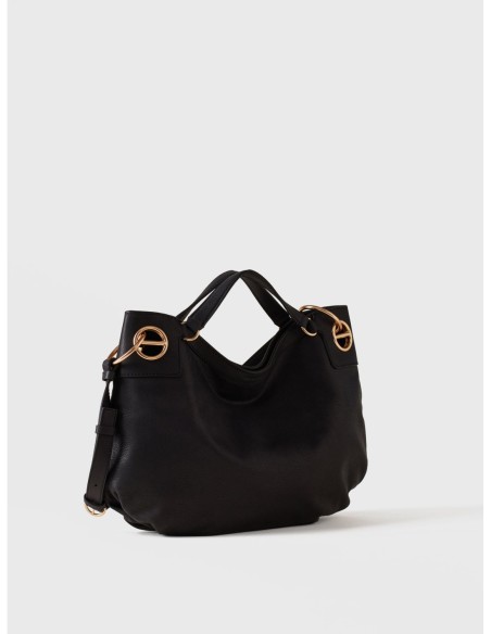 Borsa hobo Medium in pelle effetto nabuk Borbonese London – Nero - foto 3