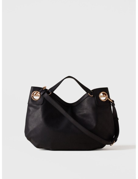Borsa hobo Medium in pelle effetto nabuk Borbonese London – Nero - foto 4