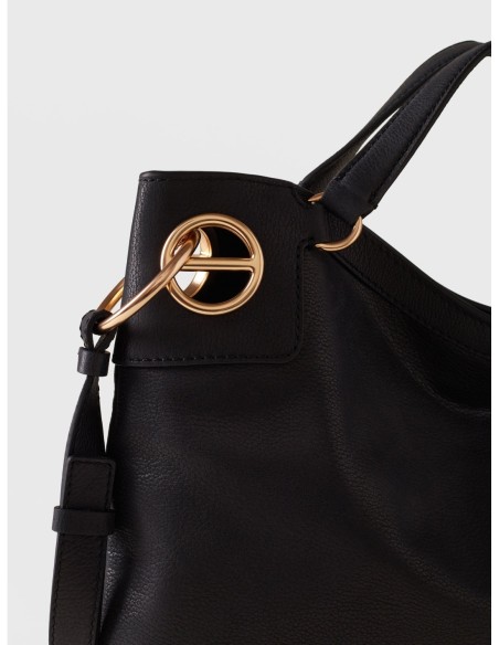 Borsa hobo Medium in pelle effetto nabuk Borbonese London – Nero - foto 6