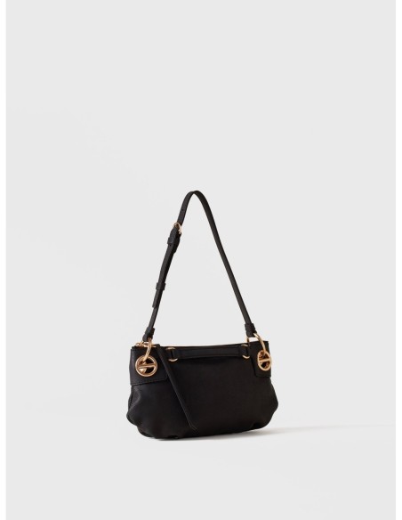 Mini bag in pelle effetto nabuk Borbonese London – Nero - foto 3