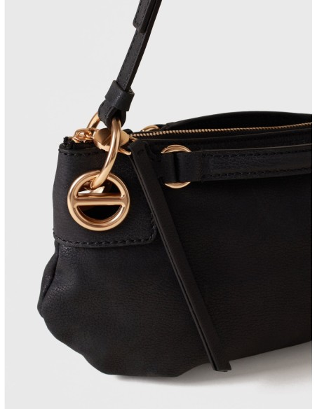 Mini bag in pelle effetto nabuk Borbonese London – Nero - foto 6