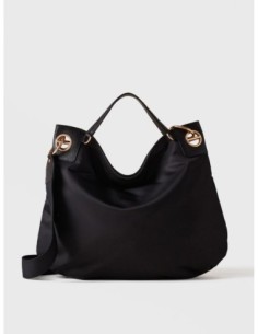 Borsa hobo Large in nylon e pelle Borbonese London – Nero - foto 1