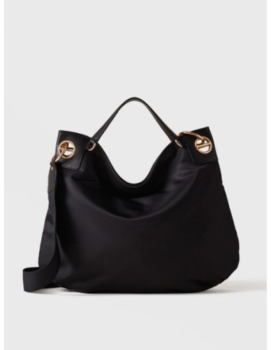Borsa hobo Large in nylon e pelle Borbonese London – Nero - foto 1