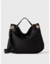 Borsa hobo Large in nylon e pelle Borbonese London – Nero