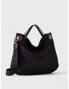 Borsa hobo Large in nylon e pelle Borbonese London – Nero - foto 1 2
