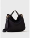 Borsa hobo Large in nylon e pelle Borbonese London – Nero