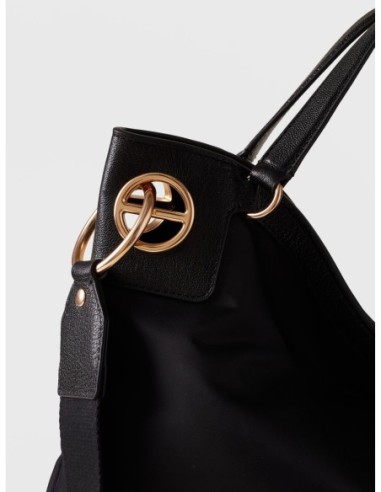 Borsa hobo Large in nylon e pelle Borbonese London – Nero - foto 4