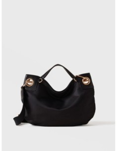 Borsa hobo Medium in nylon e pelle Borbonese London – Nero - foto 1
