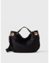 Borsa hobo Medium in nylon e pelle Borbonese London – Nero Borsa hobo Medium in nylon e pelle Borbonese London – Nero