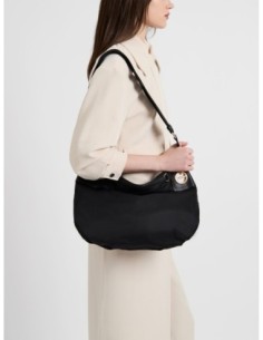 Borsa hobo Medium in nylon e pelle Borbonese London – Nero - foto 1 2